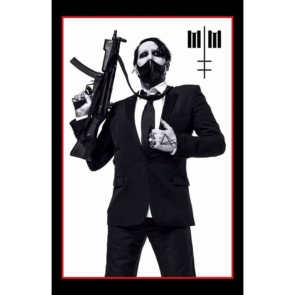 Marilyn Manson - Machine Gun Textiel Poster - Multicolours